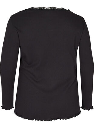 Enganliegender Pullover mit Spitze, Black, Packshot image number 1