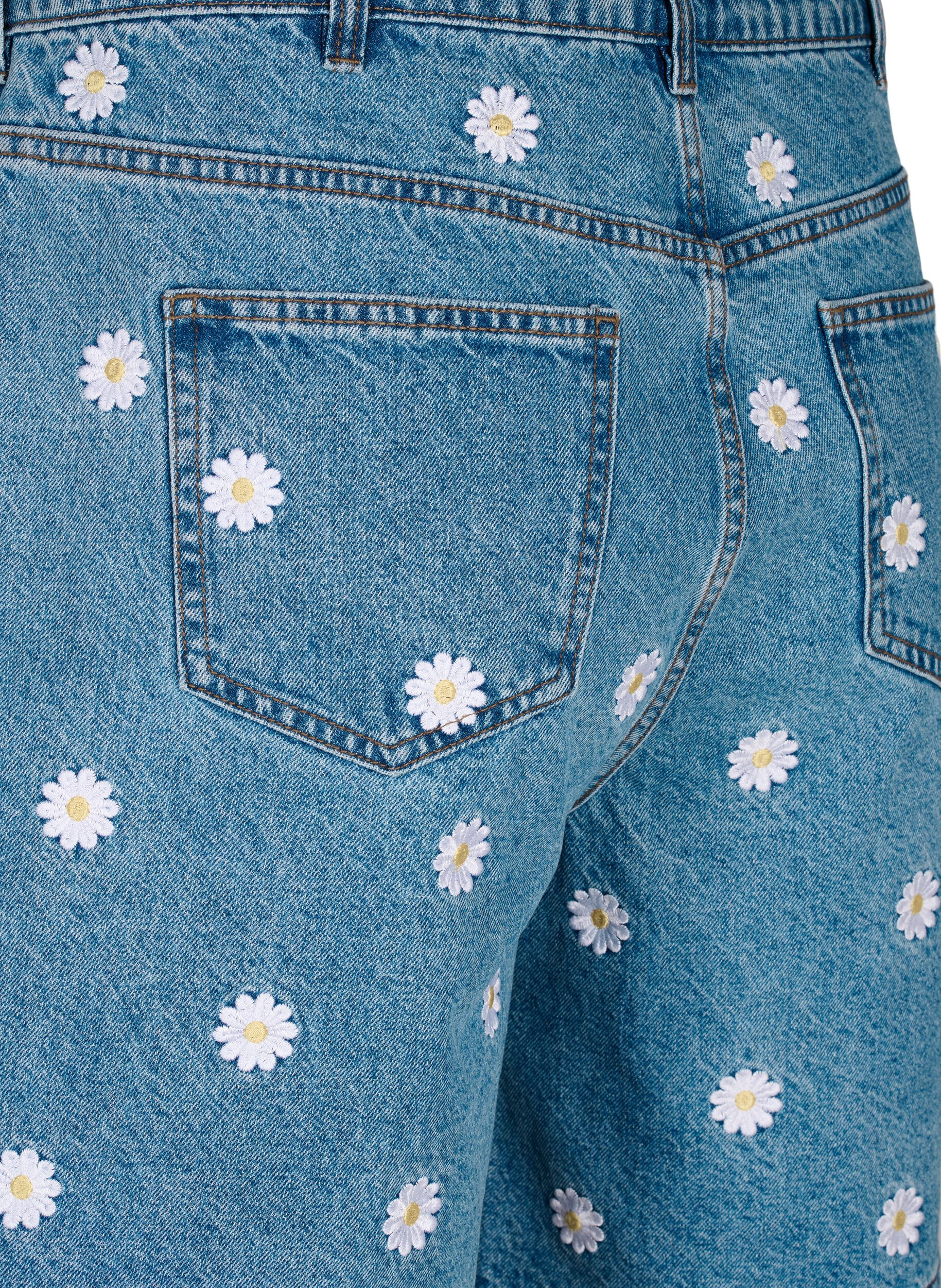 Zizzi Mille kurze Hosen mit hohem Bund und Blumenstickerei, L.B. Flower, Packshot image number 3