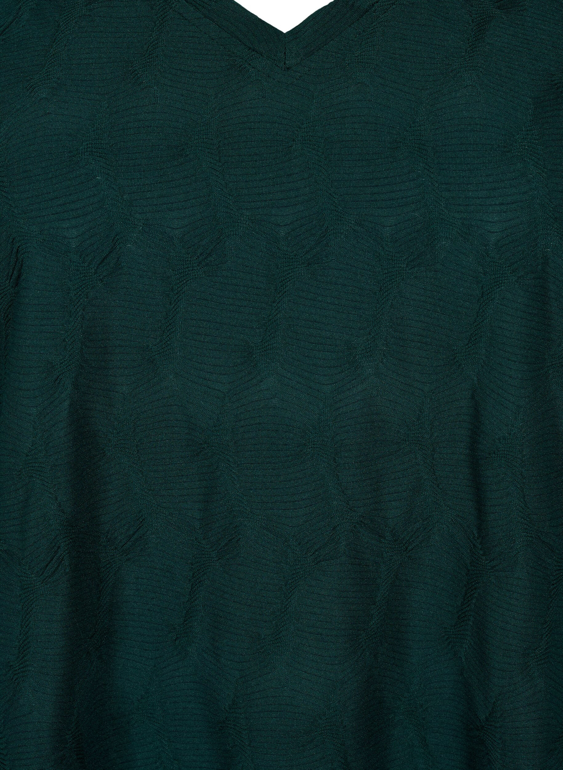 Zizzi FLASH - Lang&auml;rmlige Bluse mit Struktur, Scarab, Packshot image number 2