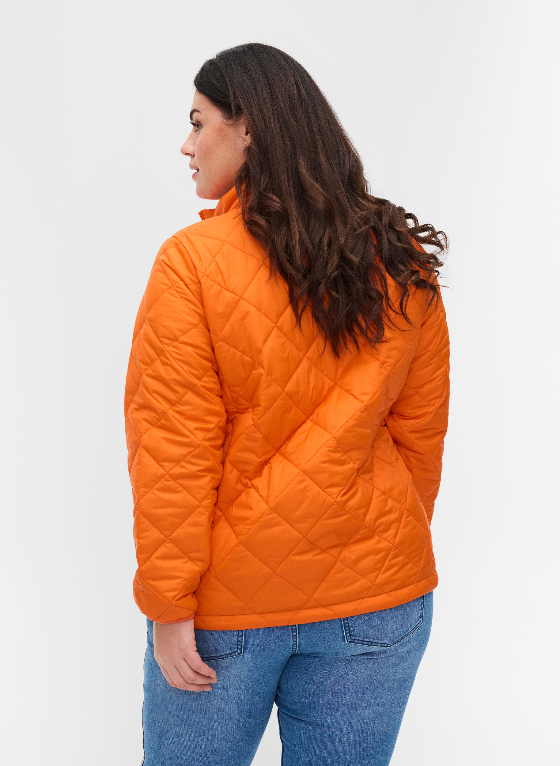 Zizzi Gesteppte Leichtgewichtsjacke mit Rei&szlig;verschluss und Taschen, Mandarin Orange, Model image number 1