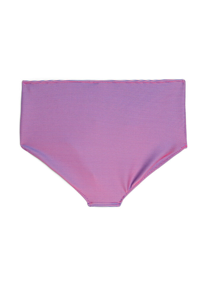 Hoch taillierter Bikini-Slip mit gestreifter Textur, Pink, Packshot image number 1