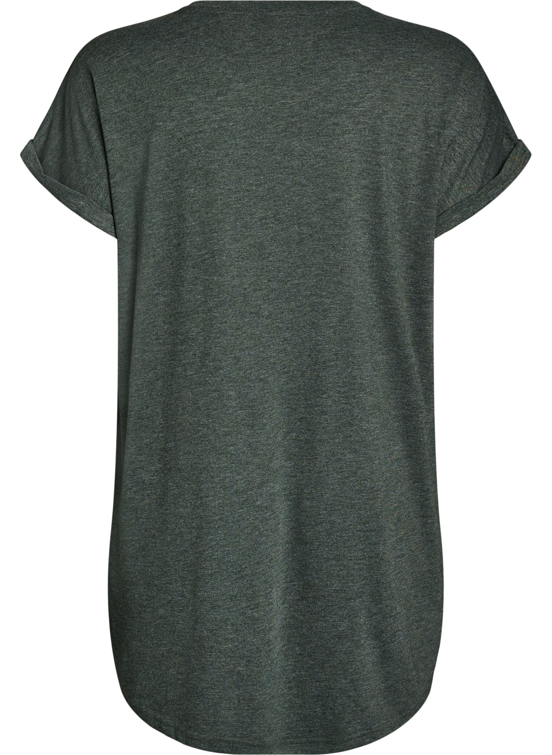 Zizzi Kurz&auml;rmliges Nachthemd mit Textdruck, Gr&uuml;n, Packshot image number 1