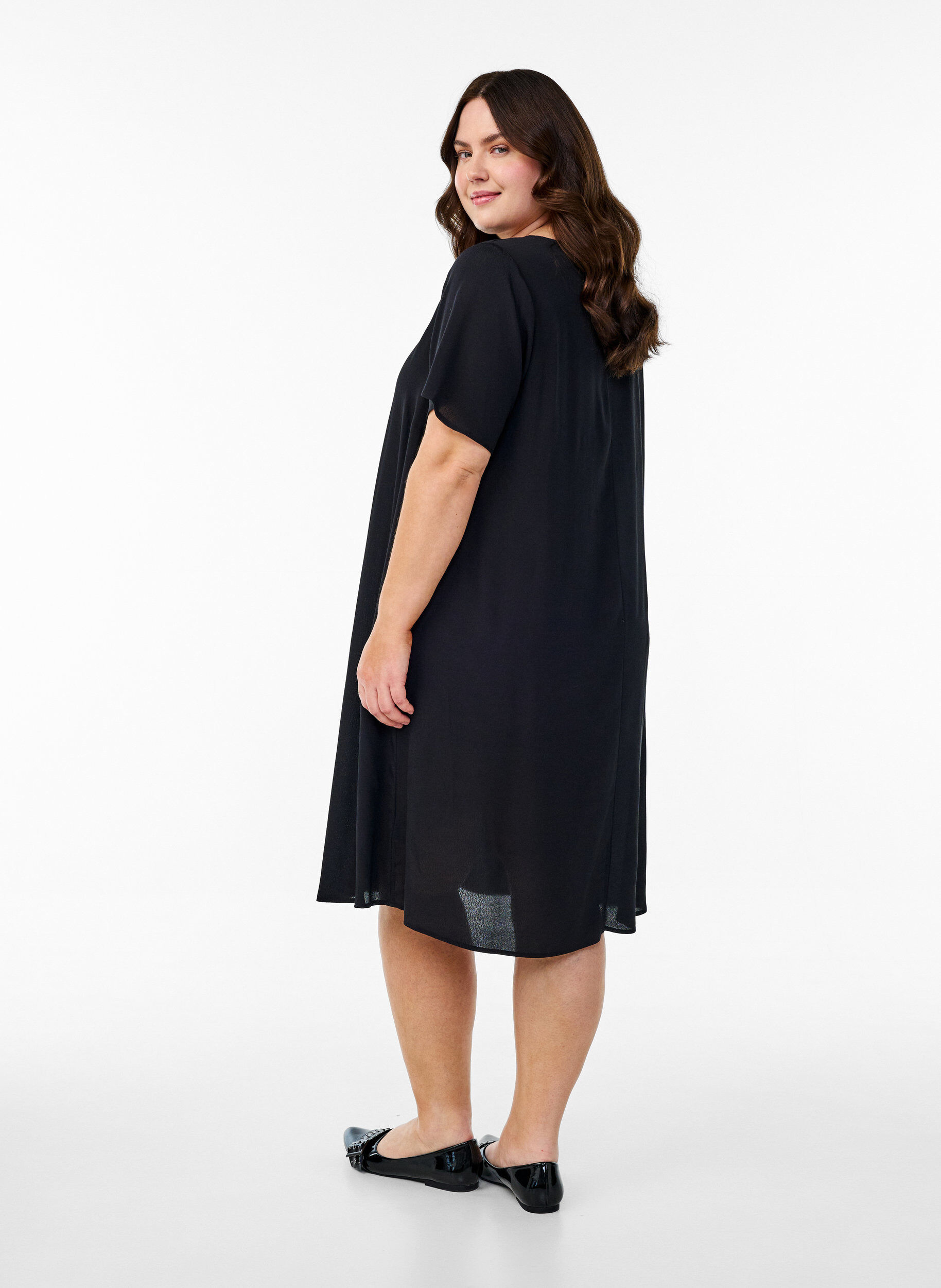 Zizzi A-Linien-Kleid aus Viskose, Schwarz, Model image number 2