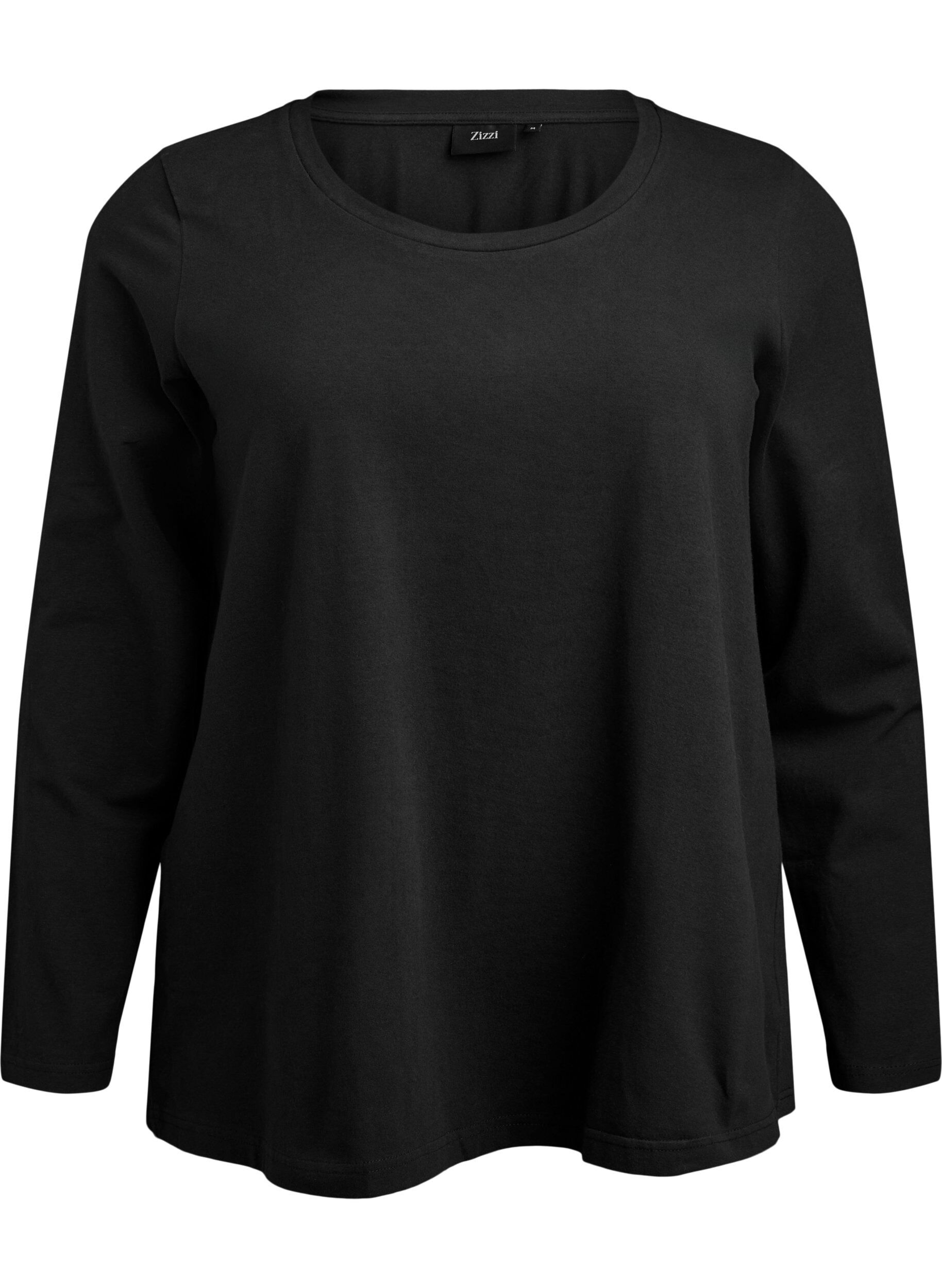 ZizziBasic Bluse aus Jersey mit langen &Auml;rmeln, Schwarz, Packshot image number 0