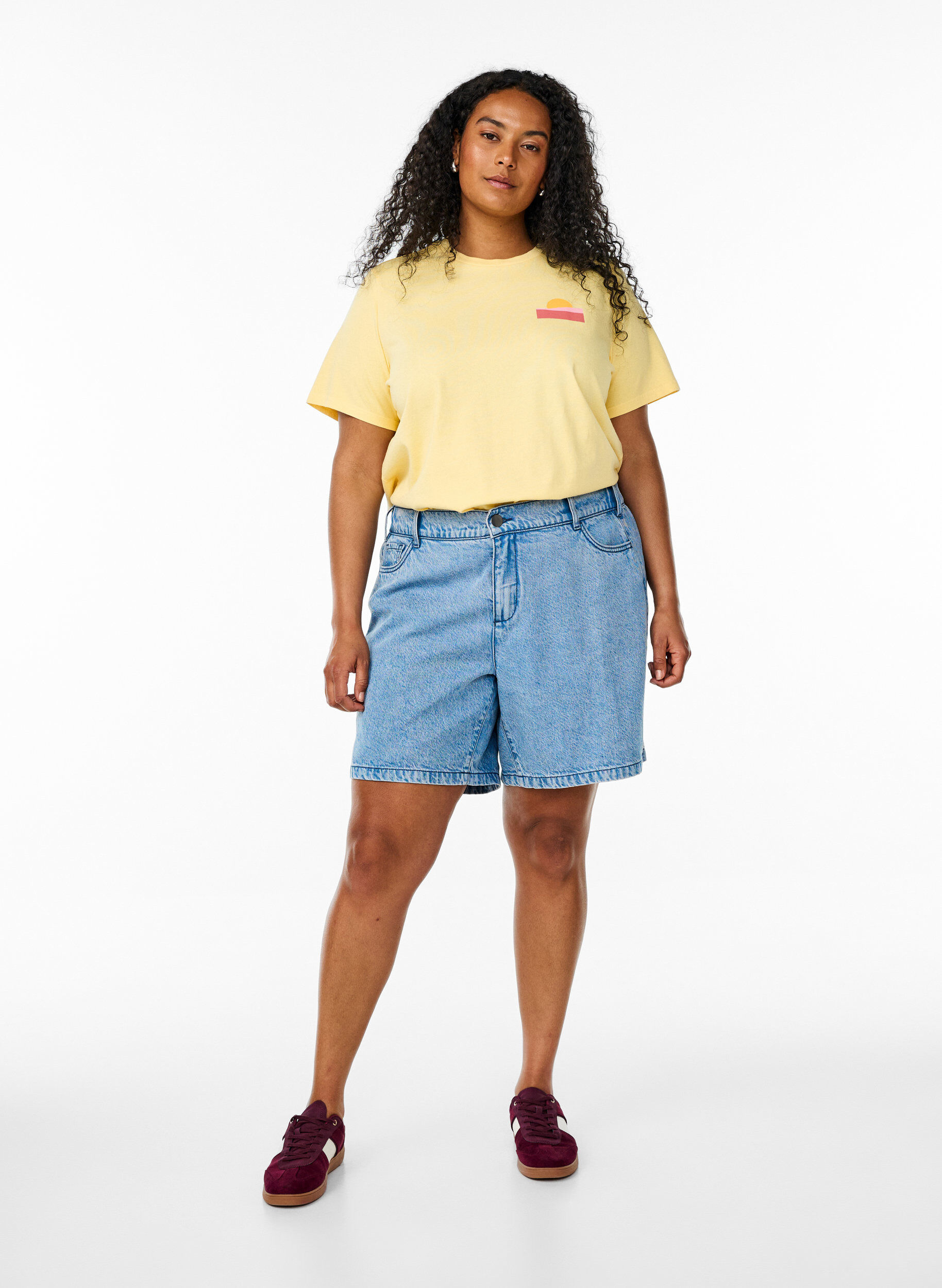 Zizzi T-Shirt aus Bio-Baumwolle mit R&uuml;ckenprint, Gelb, Model image number 1