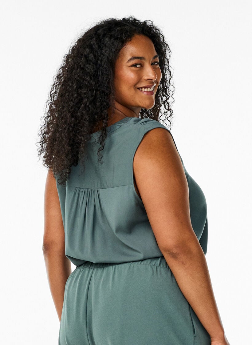 &Auml;rmellose Viskosebluse, Gr&uuml;n, Model image number 2