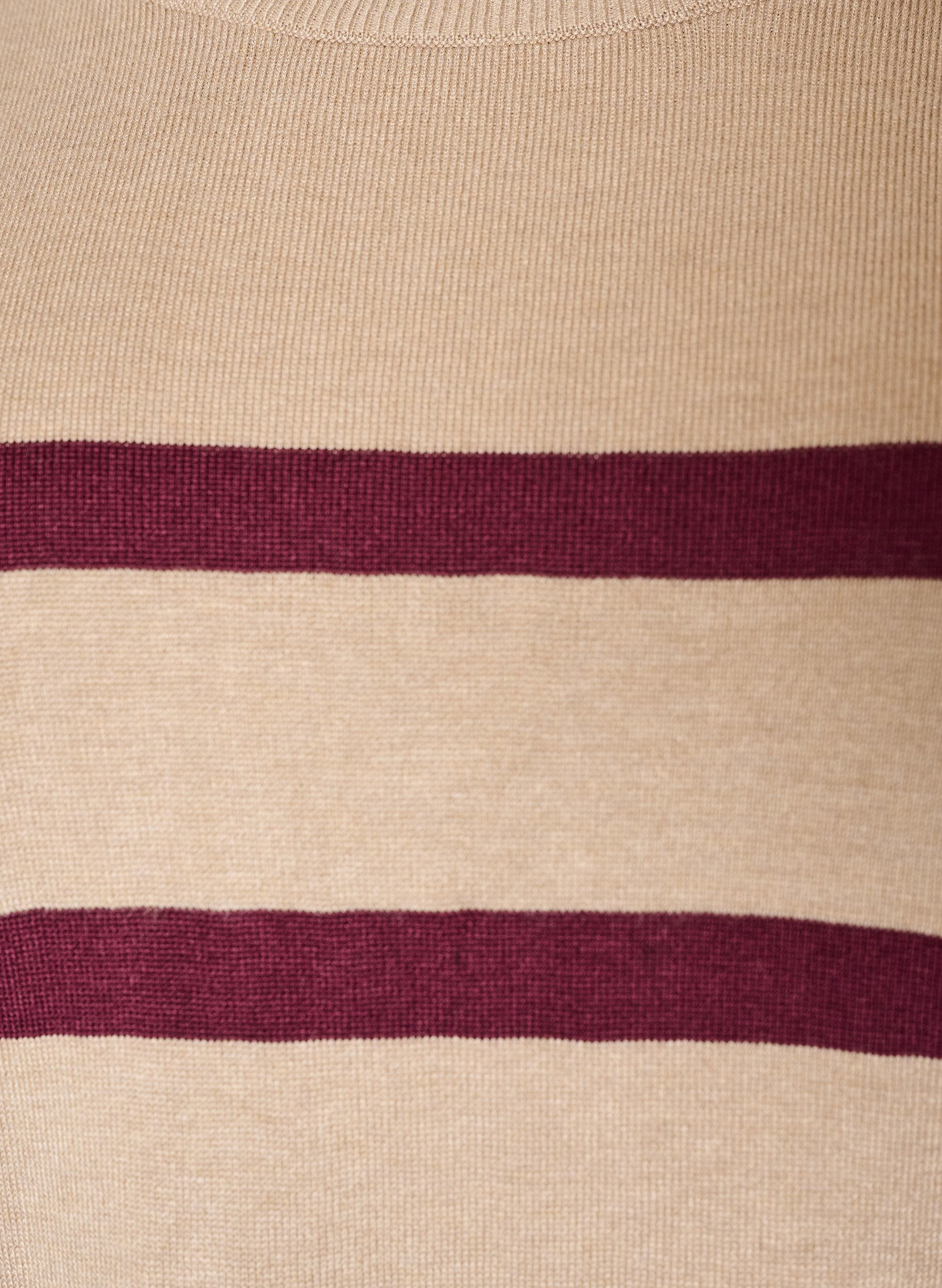 ZizziGestreiftes Stricktop mit kurzen &Auml;rmeln, Beige, Packshot image number 2