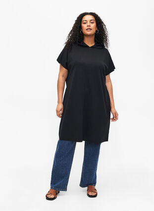 Sweatshirtkleid mit kurzen Ärmeln aus Modal-Mix, Black, Model image number 3