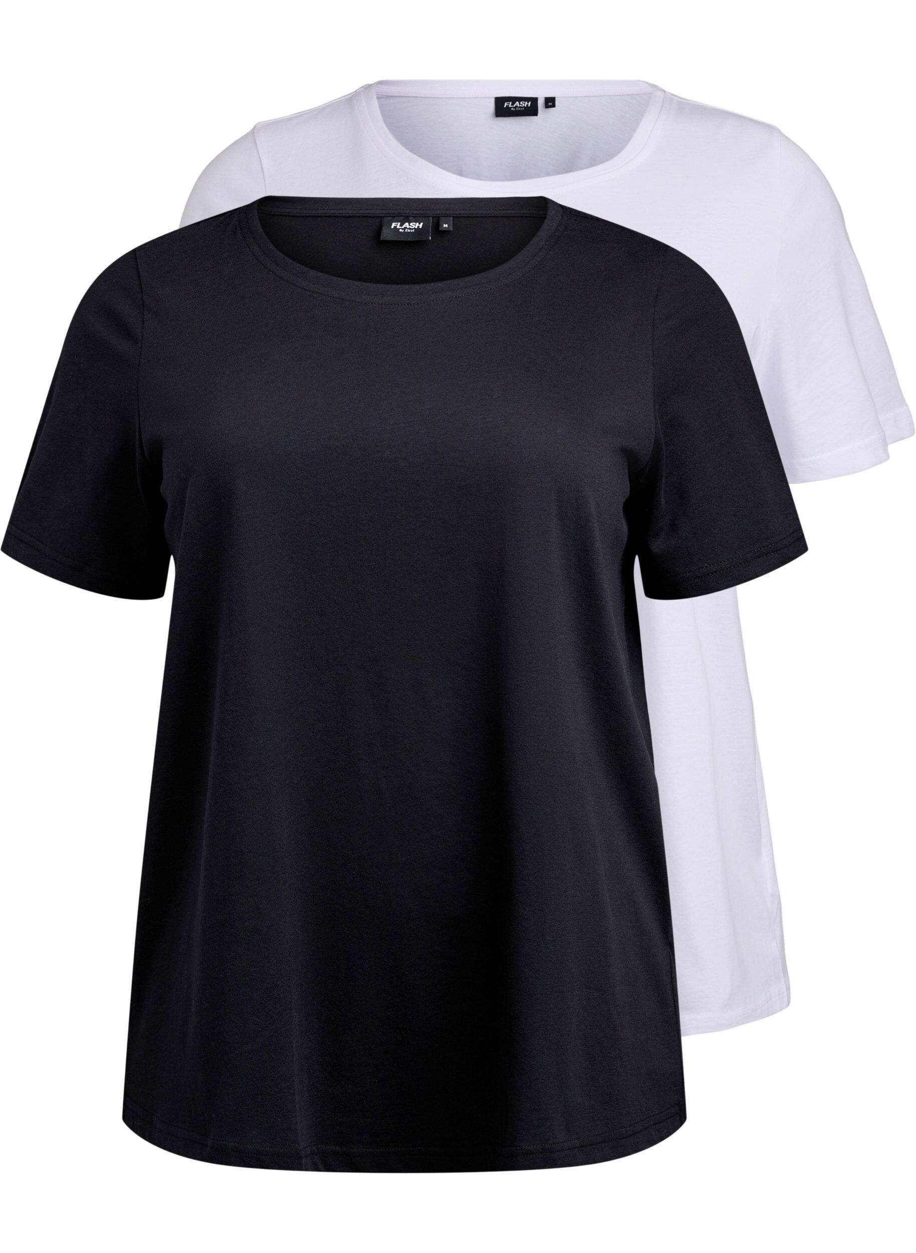 Zizzi FLASH - 2er-Pack T-Shirts mit Rundhalsausschnitt, Black/White, Packshot image number 0