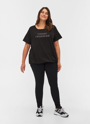 T-Shirt mit Smock aus Bio-Baumwolle, Black, Model image number 2