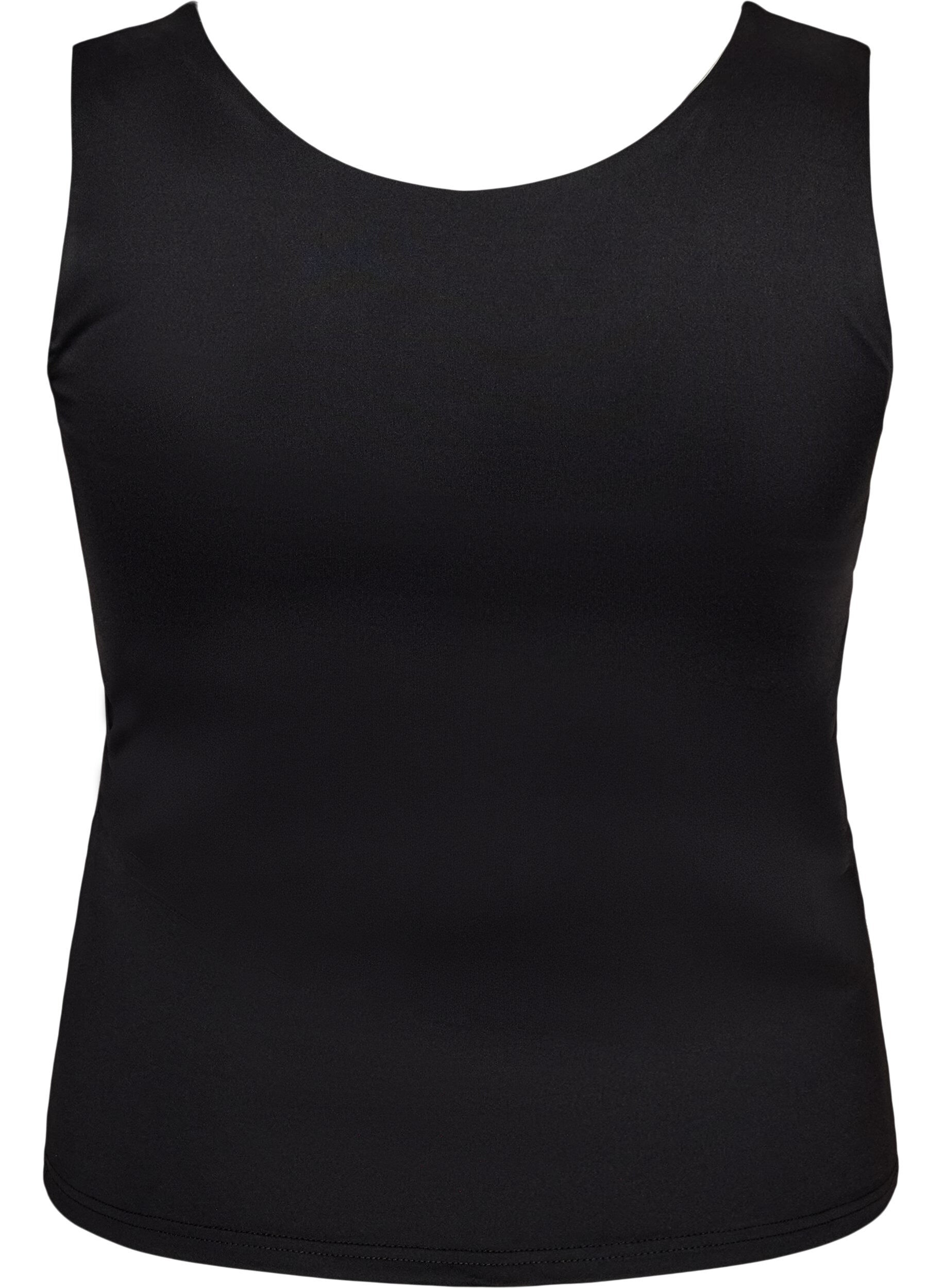 ZizziFigurbetontes Basic-Top aus glattem Stoff, Schwarz, Packshot image number 1