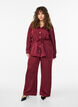 Hose mit Satin-Look, hoher Taille und weitem Bein, Dunkles Bordeaux, Model image number 0