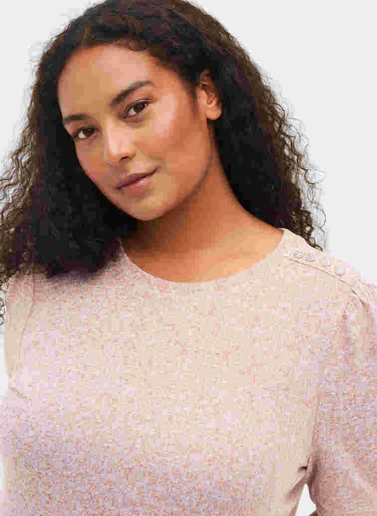 Bluse mit kurzen Puffärmeln, Dusty Rose Mel., Model image number 2