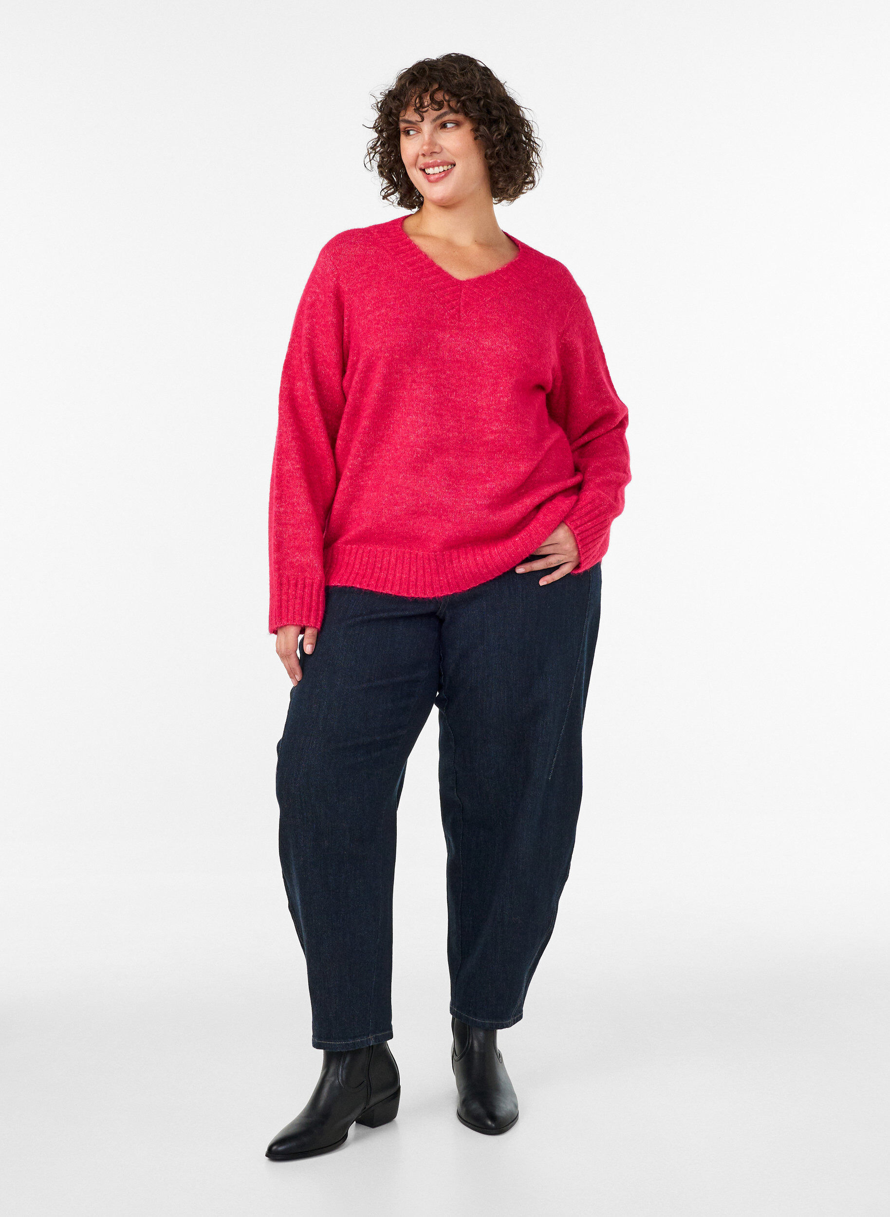 ZizziPullover mit V-Ausschnitt, Pink, Model image number 1