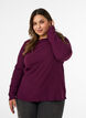 Strukturierte Bluse mit Wellenkanten, Lila, Model image number 0
