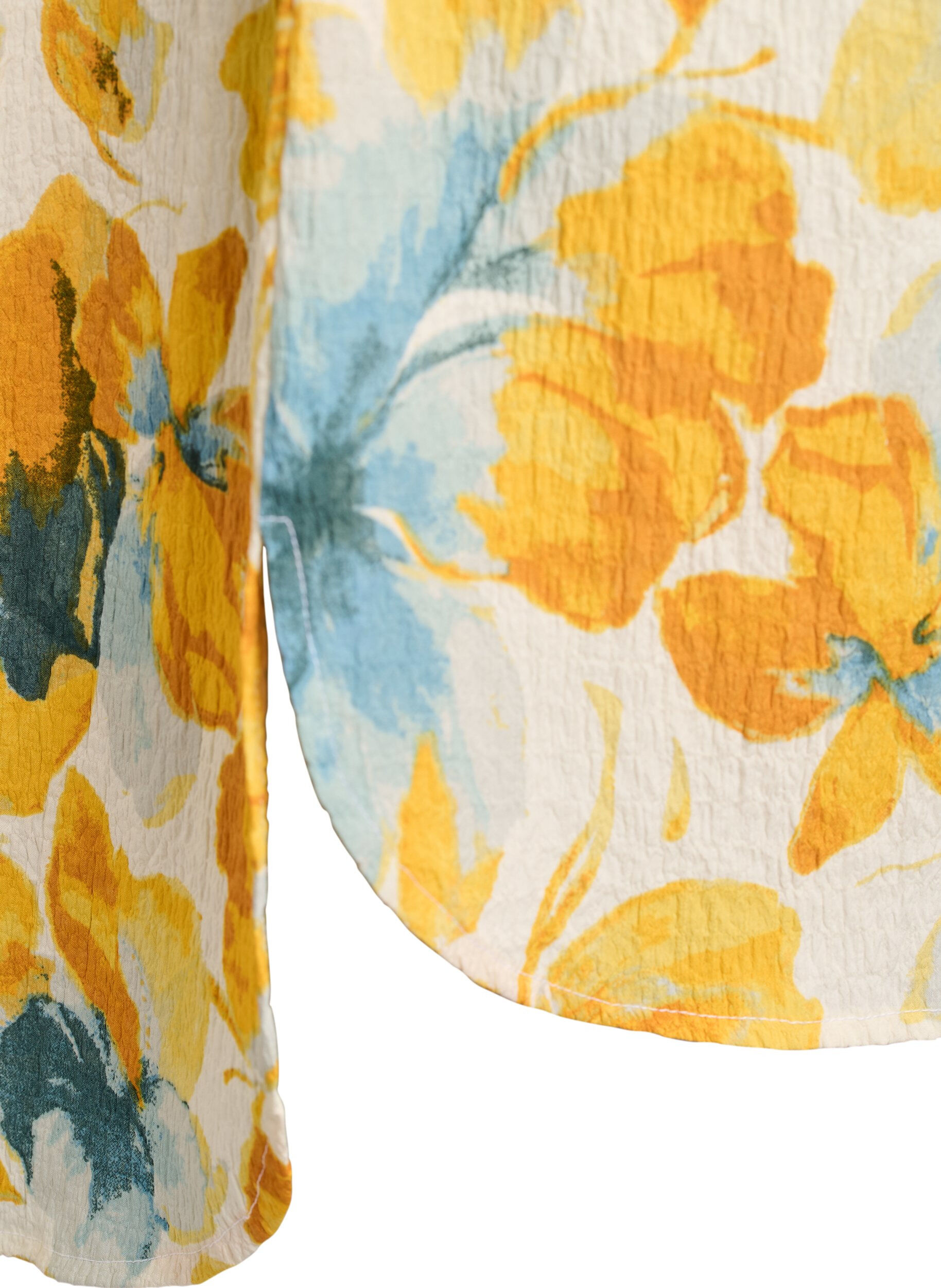 ZizziKurzes Kleid mit gecrinkelter Textur und kurzen &Auml;rmeln, Gelb, Packshot image number 3