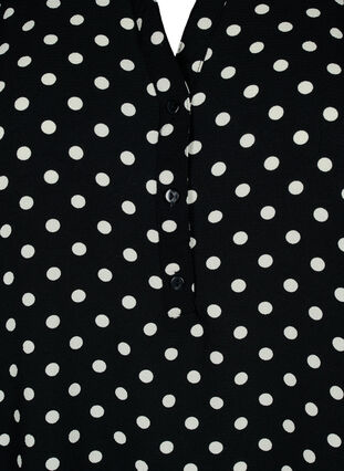 Bluse mit kurzen Ärmeln und V-Ausschnitt , Black w. Dots, Packshot image number 2