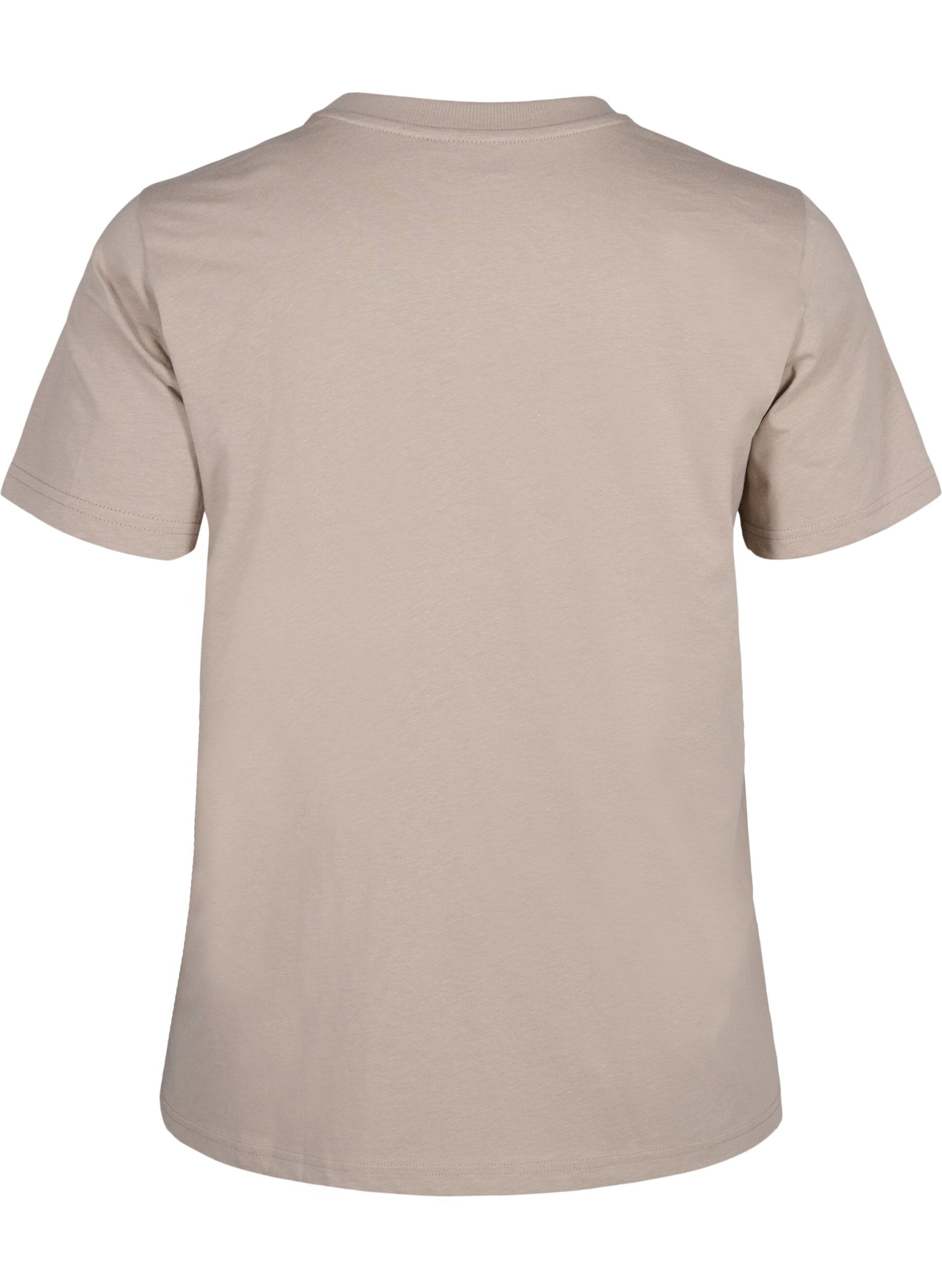 Zizzi Basic-T-Shirt aus Baumwolle mit Rundhalsausschnitt, Beige, Packshot image number 1