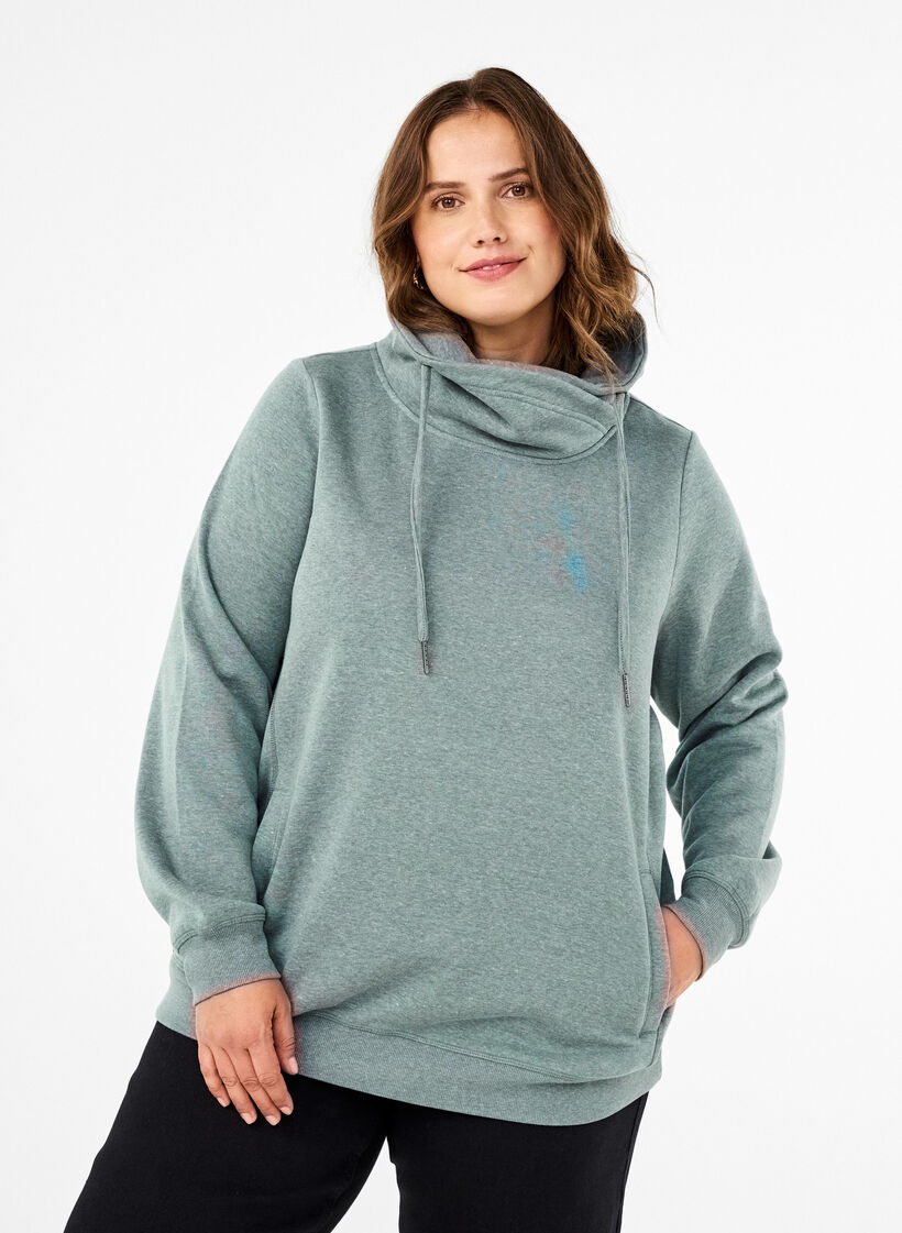 FLASH - Sweatshirt mit Stehkragen, Balsam Green Melange, Model image number 0