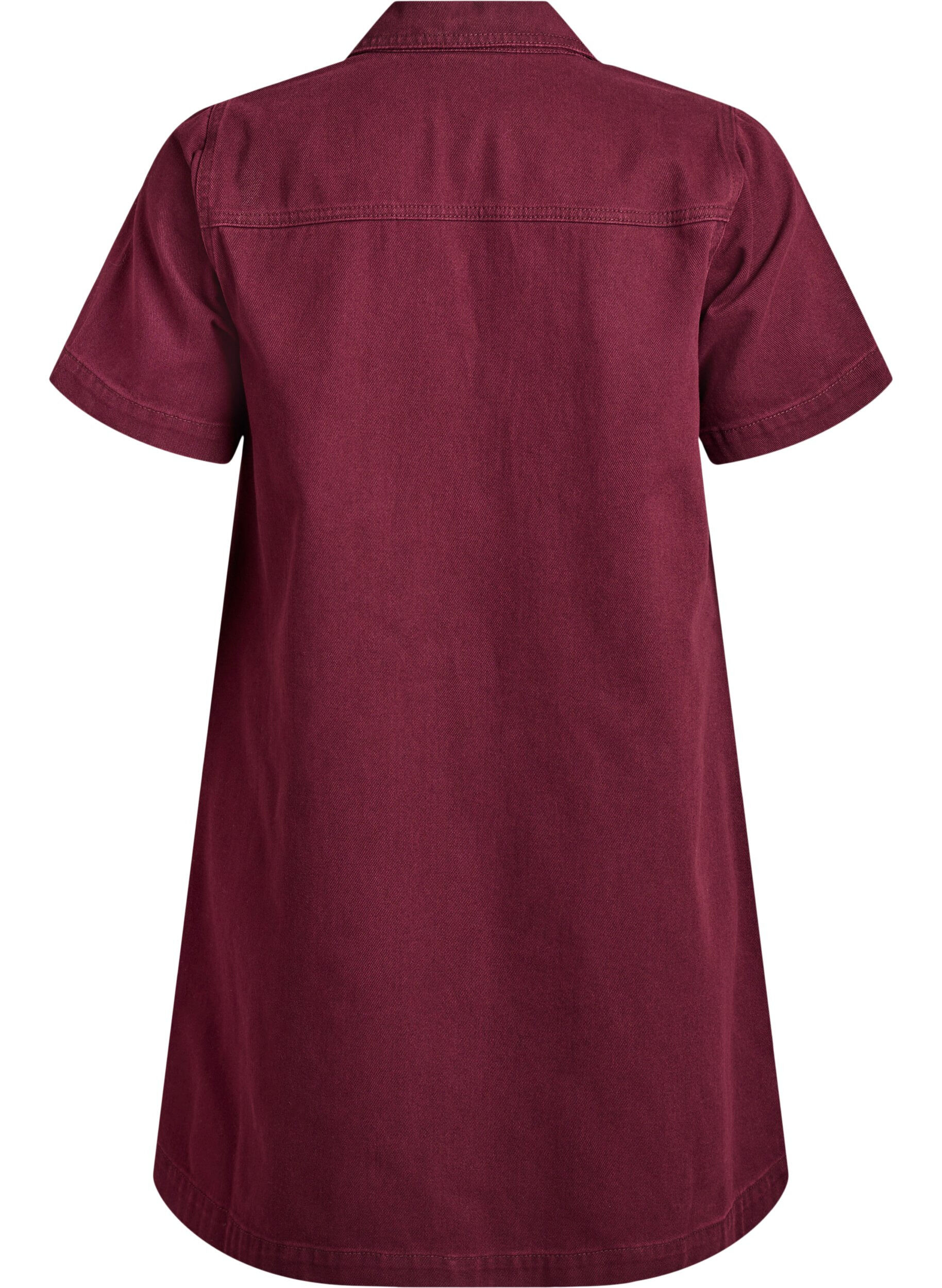 Zizzi Kurzes Jeanskleid mit Kragen und V-Ausschnitt., Rot, Packshot image number 1