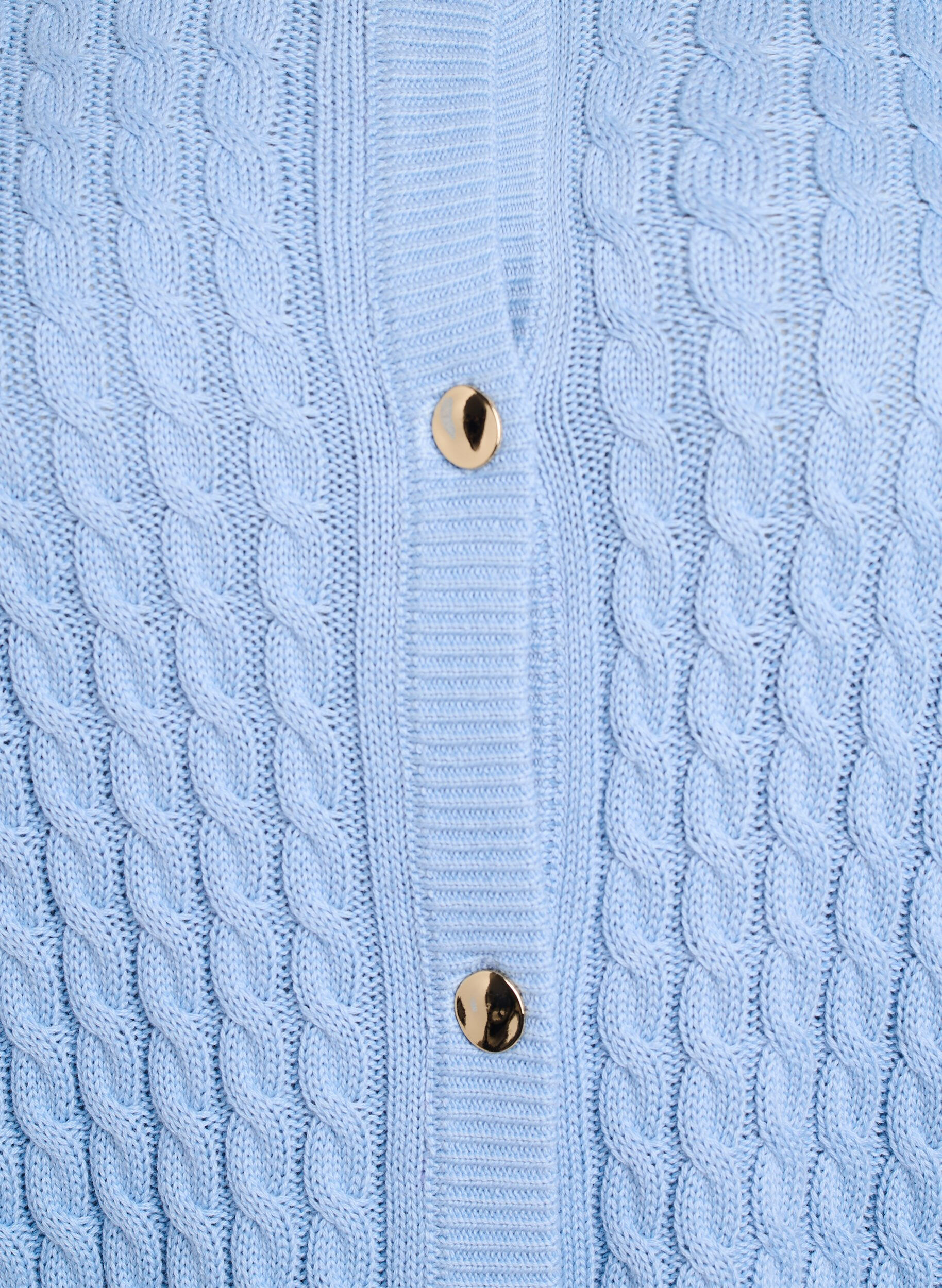 ZizziZopfmuster-Strickjacke mit goldenen Kn&ouml;pfen, Blau, Packshot image number 2