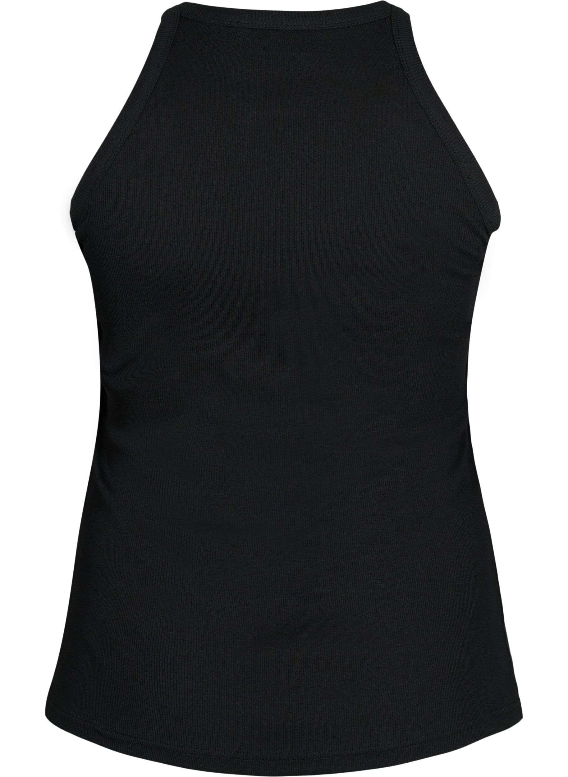 Zizzi Geripptes Tanktop aus Baumwolle, Black, Packshot image number 1