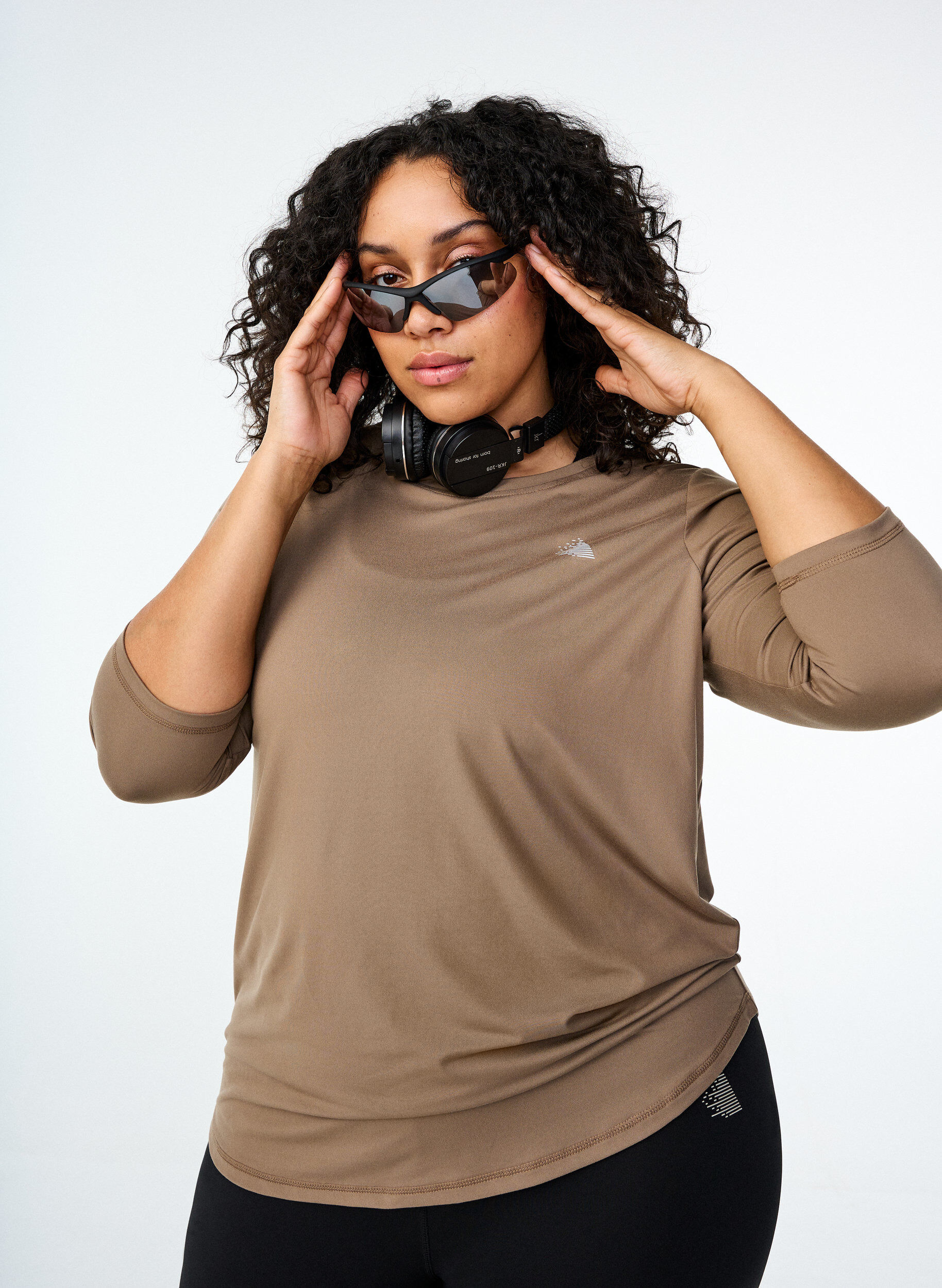Zizzi Trainingsbluse mit 3/4 &Auml;rmeln, Beige, Image image number 0