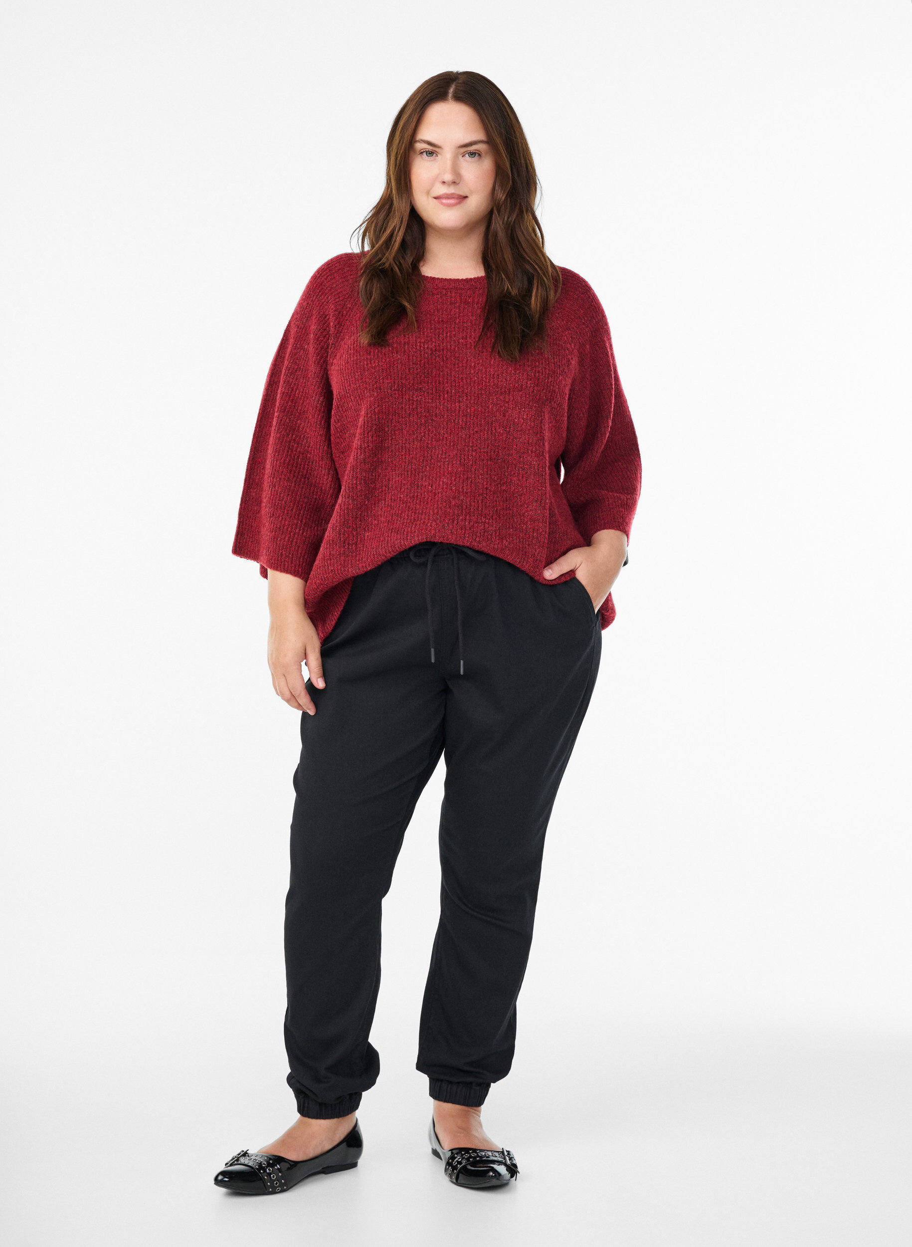 Zizzi Jeans-Jogginghose mit Taschen, Schwarz, Model image number 0