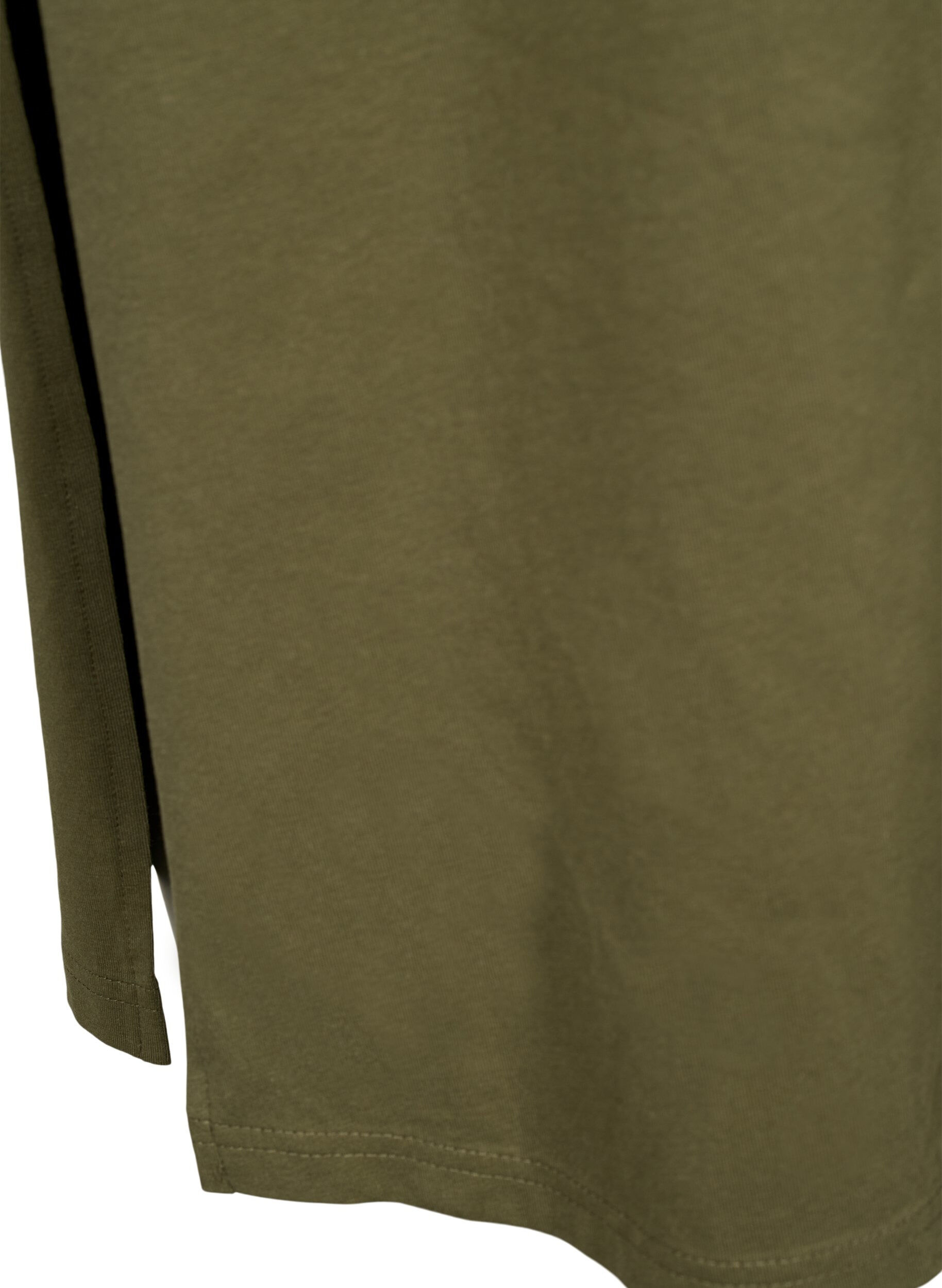 Zizzi Kurz&auml;rmeliges Baumwollkleid mit Schlitz, Ivy Green, Packshot image number 3