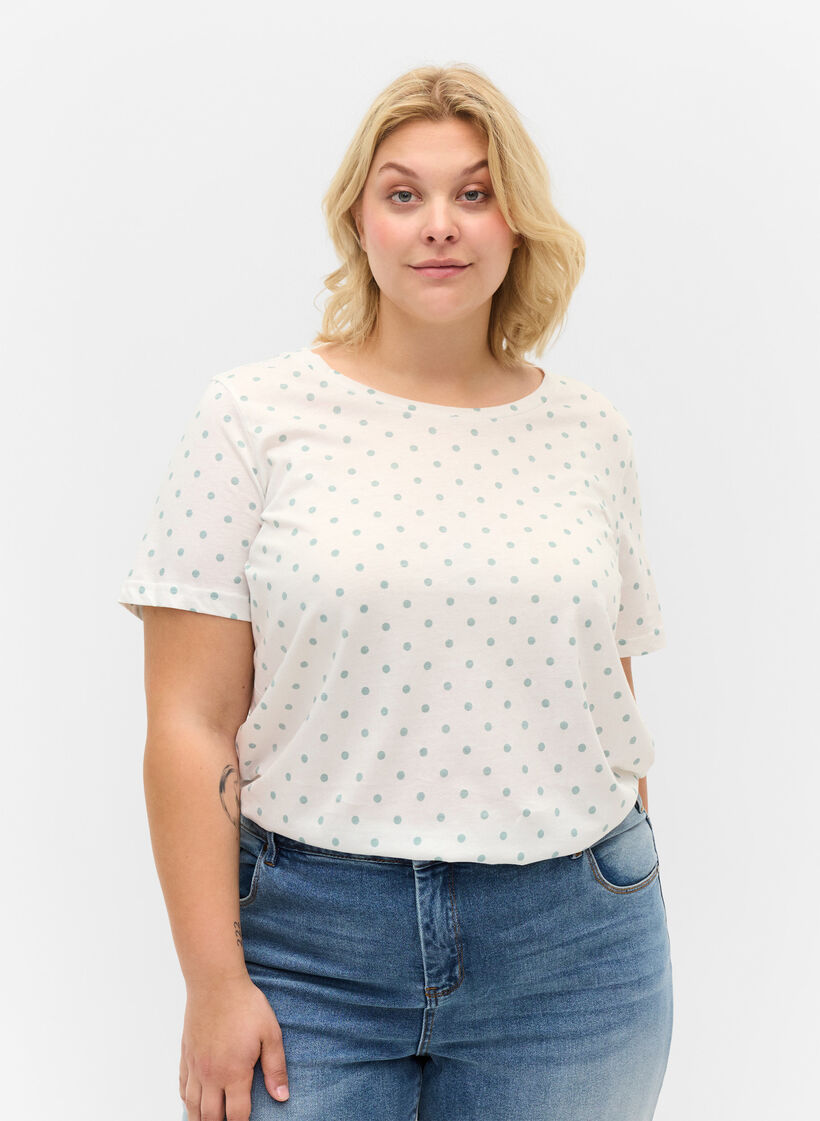 Gepunktetes T-Shirt aus Baumwolle, Snow White W. Dot, Model