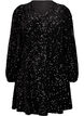 Kurzes A-Linien-Pailletten-Kleid, Schwarz, Packshot image number 0