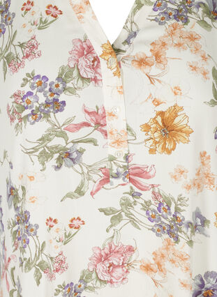 Kurzarm Tunika aus Viskose mit Print, Creme Vintage Flower, Packshot image number 2