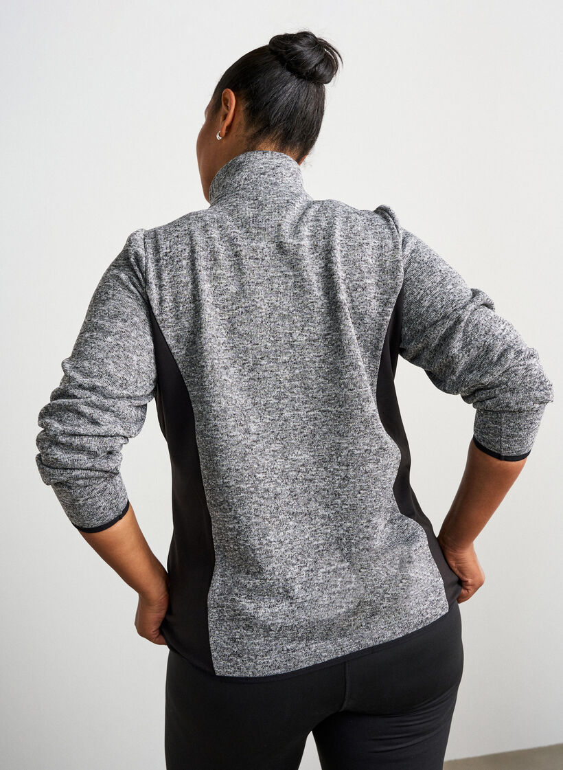 Trainingsjacke mit Kontrasteins&auml;tzen und hohem Kragen, Grau, Model image number 2