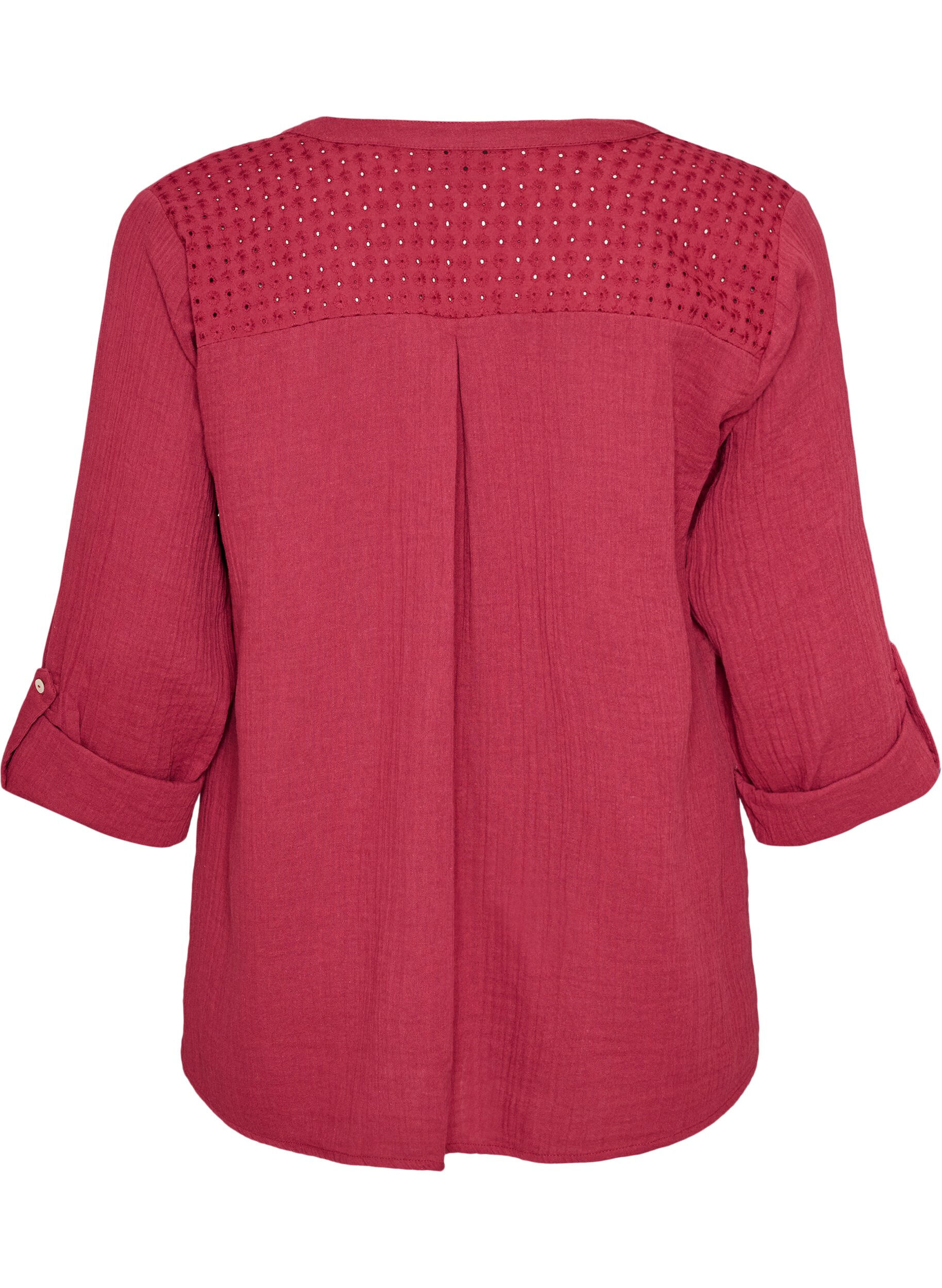 ZizziBluse aus Baumwollmusselin mit Lochstickerei, Rot, Packshot image number 1
