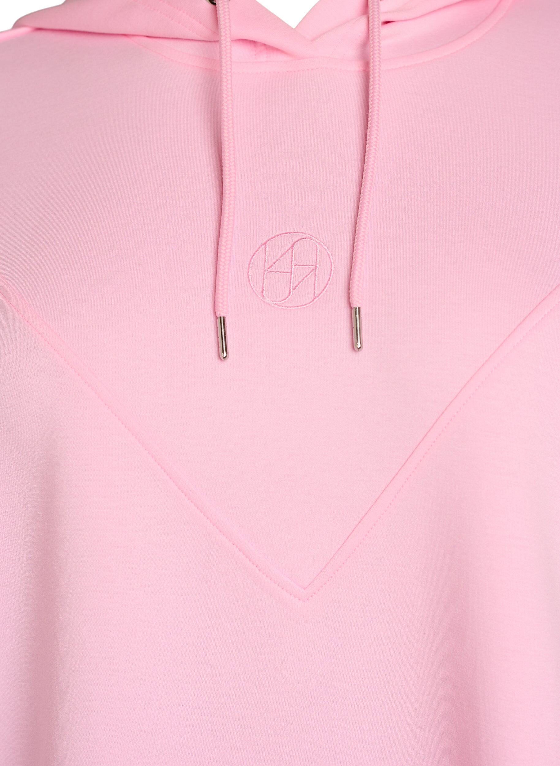 Zizzi Sportlicher Scuba-Hoodie mit Ziern&auml;hten, Pink, Packshot image number 2