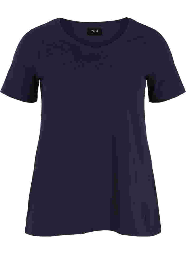 Einfarbiges basic T-Shirt aus Baumwolle, Night Sky, Packshot image number 0