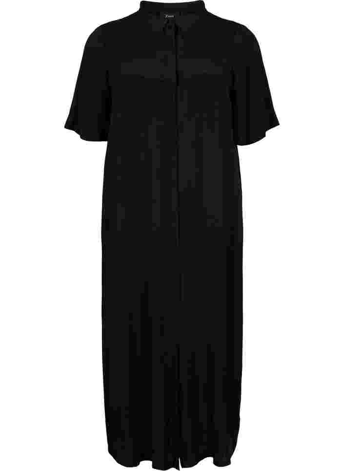 Kurzärmeliges Hemdkleid aus Viskose, Black, Packshot image number 0