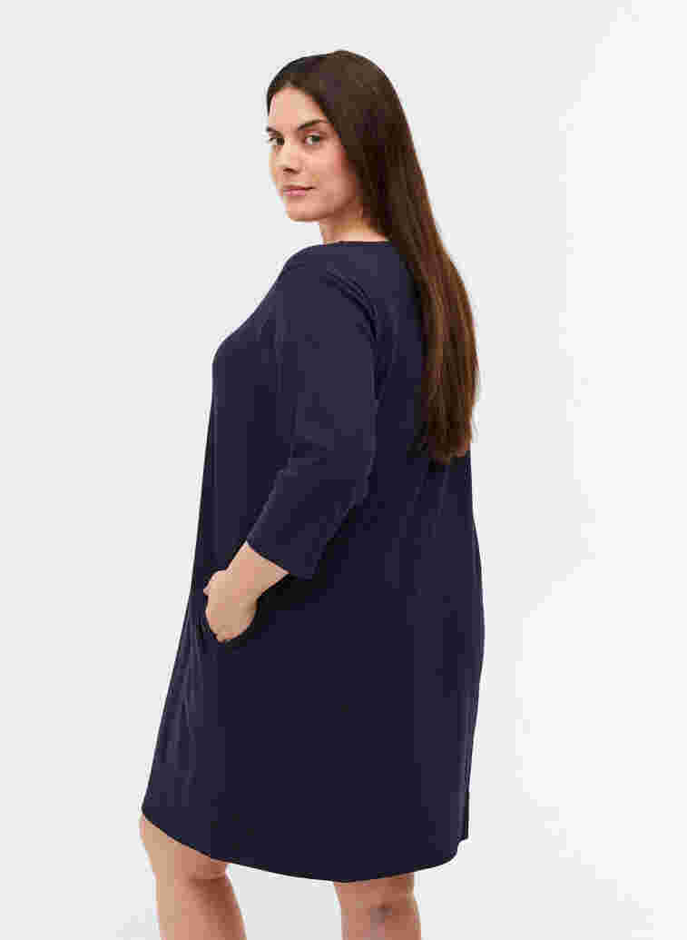 Baumwollkleid mit 3/4-Ärmeln und Taschen, Night Sky, Model image number 1