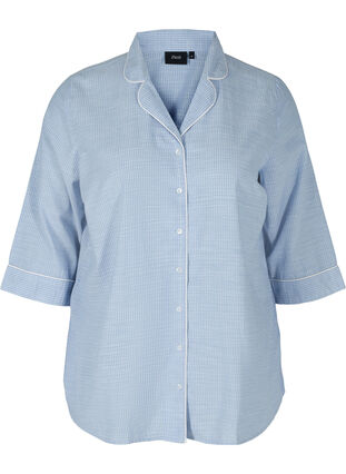 Gestreiftes Nachthemd aus Baumwolle, White/Blue Stripe, Packshot image number 0