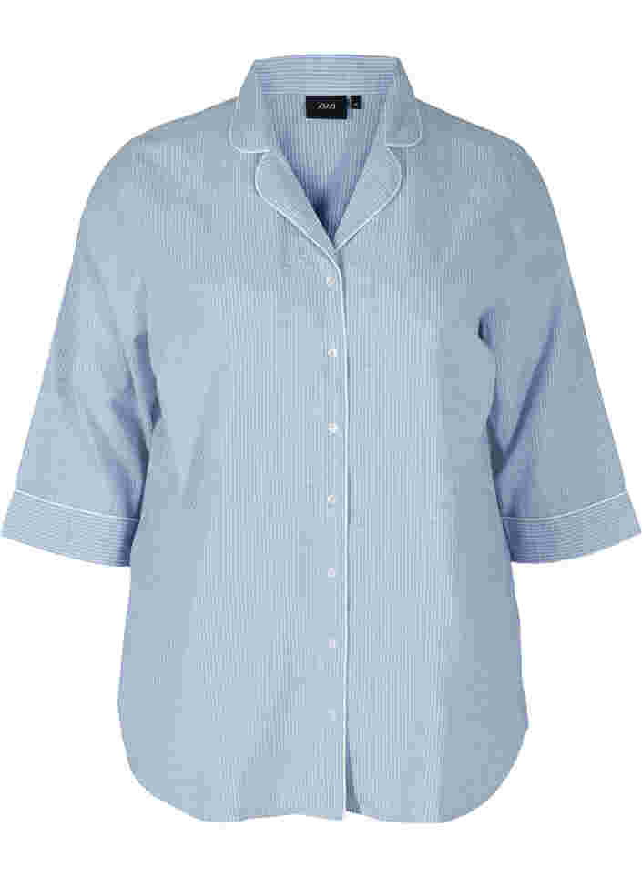 Gestreiftes Nachthemd aus Baumwolle, White/Blue Stripe, Packshot image number 0
