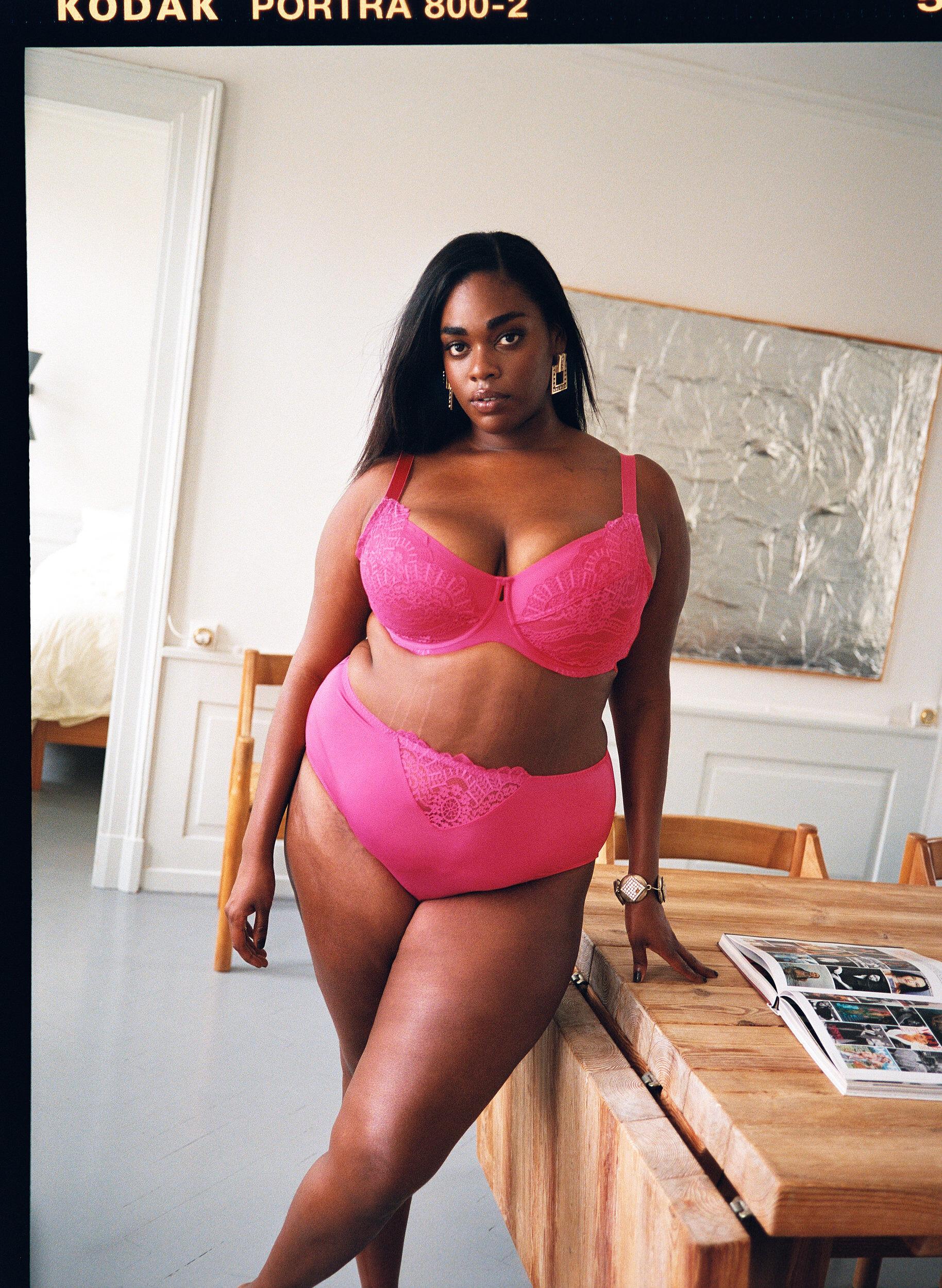 Zizzi Slip aus Mikrofaser mit Spitzendetails, Pink, Image image number 0