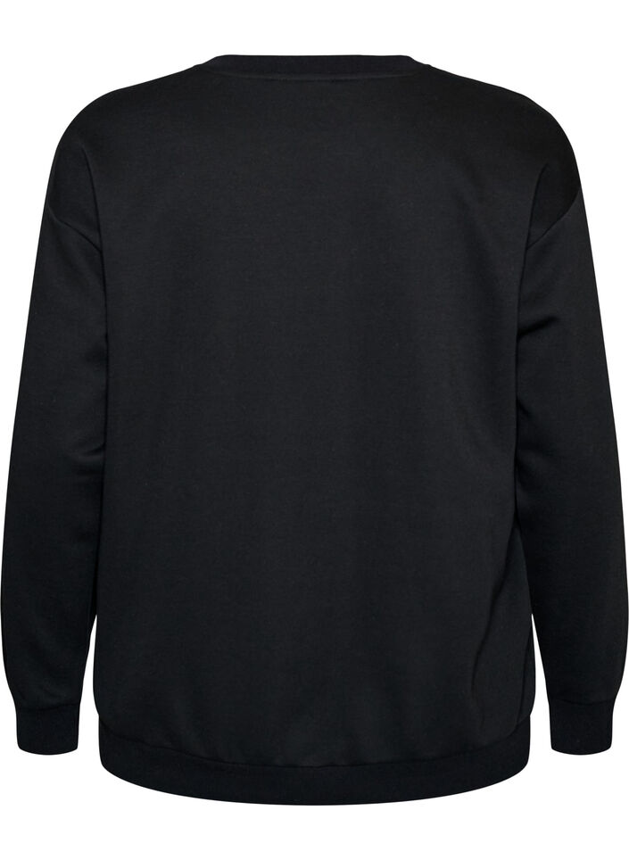 Sweatshirt mit gesticktem Text, Schwarz, Packshot image number 1
