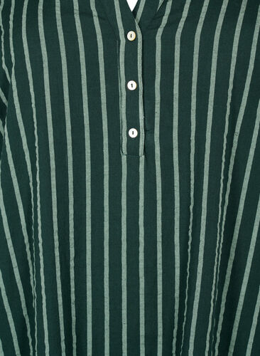 Gestreifter Baumwollkleid mit 3/4 Ärmeln, Scarab/ChinoisStripe, Packshot image number 2