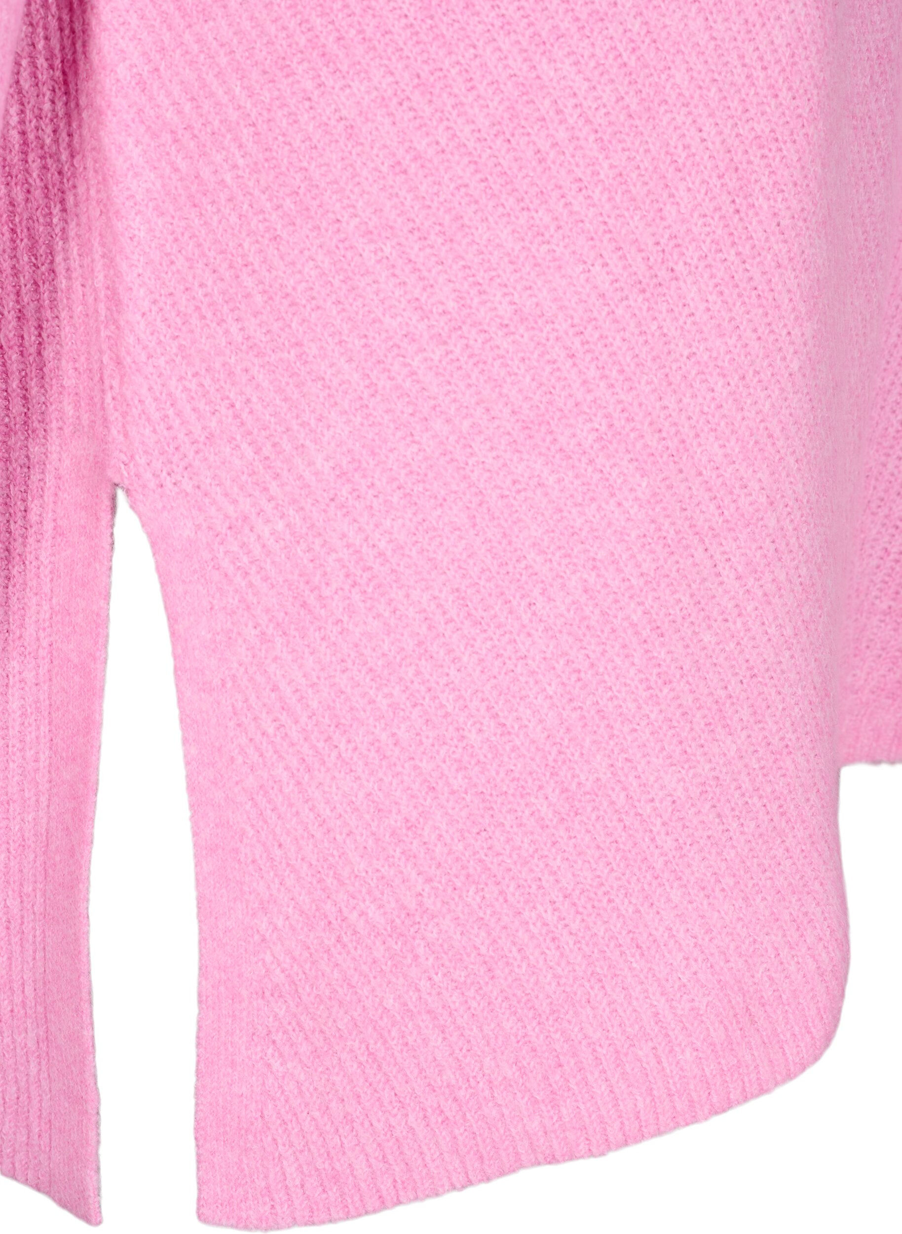 Zizzi Strickbluse mit Rundhalsausschnitt, Begonia Pink Mel., Packshot image number 3