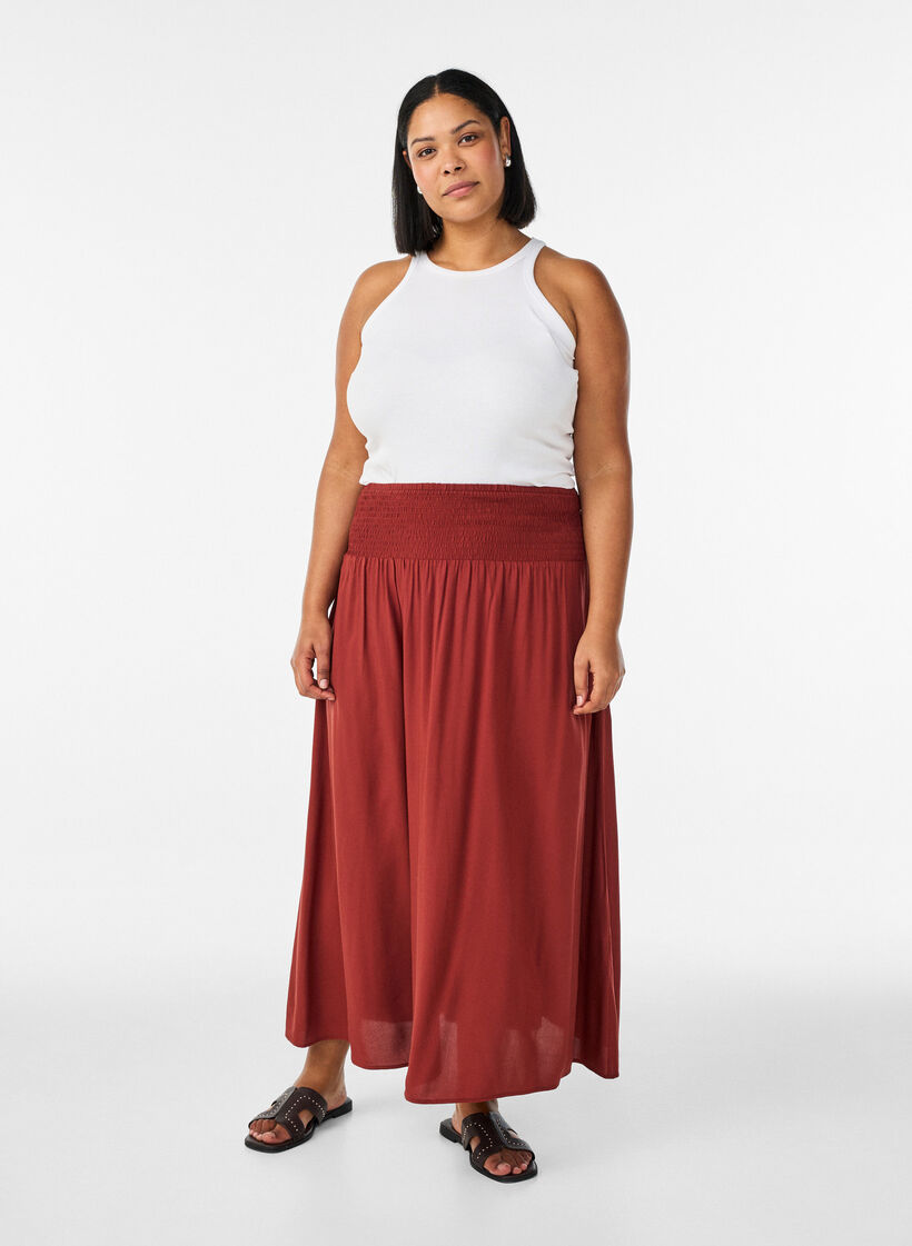 Maxirock aus Viskose mit Smock, Rot, Model image number 0