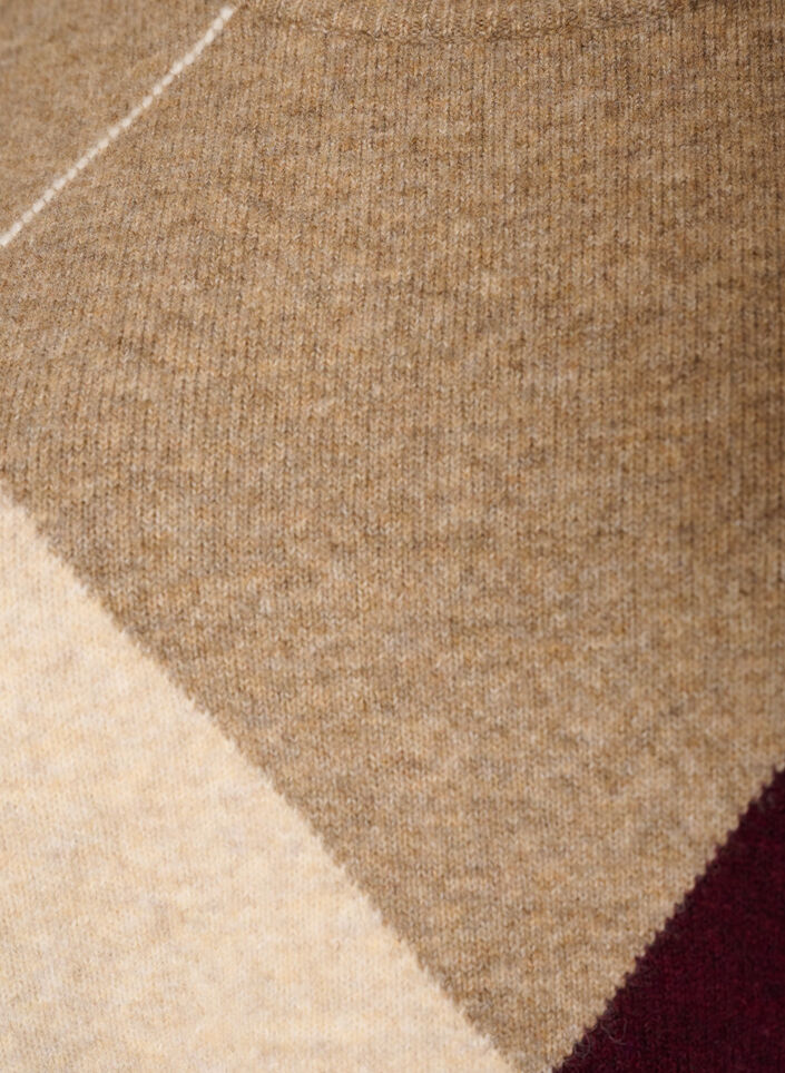 Strick mit Harlekinmuster, Braun, Packshot image number 2