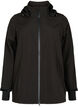 Kurze Softshell-Jacke mit abnehmbarer Kapuze, Schwarz, Packshot image number 0