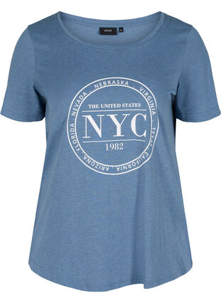 Meliertes T-Shirt mit Print und kurzen Ärmeln, Bering Sea Mel., Packshot image number 0