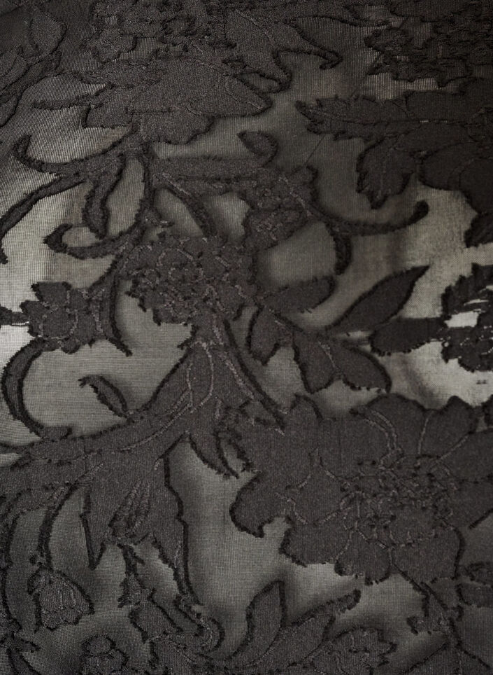 Transparente Bluse mit floraler Struktur und langen &Auml;rmeln, Schwarz, Packshot image number 2