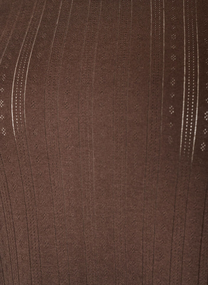 Pyjamaoberteil aus Bio-Baumwolle mit Lochstickerei, Braun, Packshot image number 2